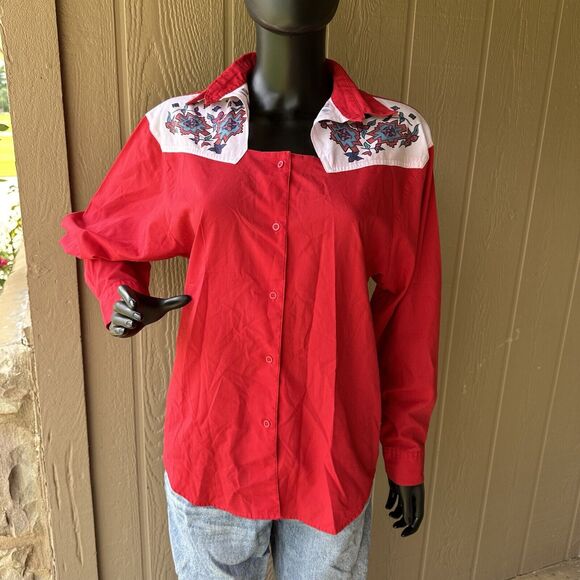 Vintage Frontier Series Womens Shirt Size Large‎ Western Button Up Cowgirl Aztec - Picture 1 of 6